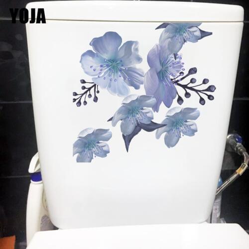 YOJA 23.2X23.9CM Blue Flowers Classical Art House Decoration Room Wall Decal WC Toilet Sticker T1-2000