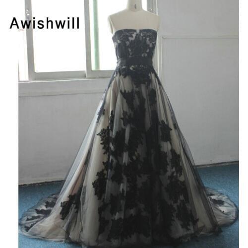 Elegant Long Evening Dress Women Lace Appliques Tulle A-line Strapless Formal Gowns Lace-up Back Vestidos de Fiesta de Noche