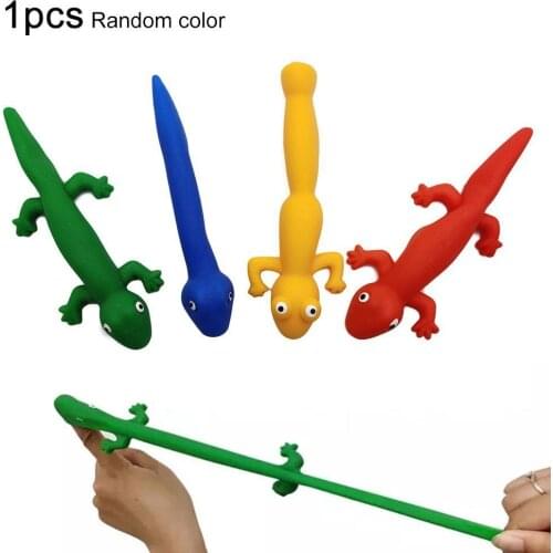 1Pc Catapult Launch Fun and Tricky Slingshot Lizard Snake Practice Lizard Snake Elastic Flying Finger Animal Sticky Toys Random