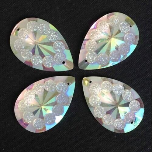 12pcs 20*30mm Tear drop Rhinestones Flat Back Resin Gems Crystal Stones Sewing on Beads for DIY Clothes Crafts -HB29
