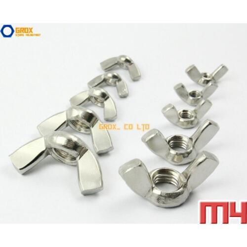 20 Pieces M4 304 Stainless Steel Metric Thread Wing Nut Butterfly Nut A2-70 DIN315