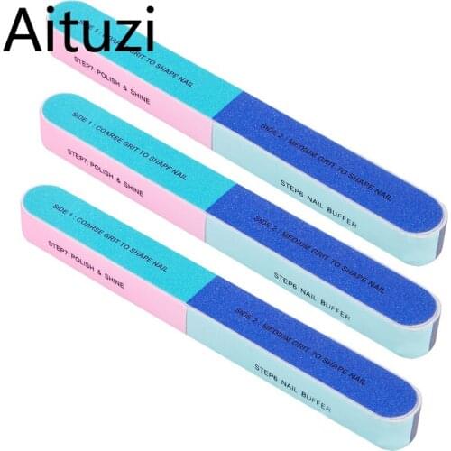5Pcs/lot Neon Sponge Nail File Pedicure Acrylic Nail Buffers Blocks Manicure High Quality Tips Nail Polish 7 Side Sand Shine Kit