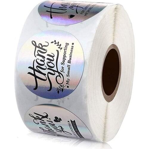 50-500pcs Adhesive Labels For Business Boutiques Wrapping Supplies Rainbow Laser Thank You Stickers Small Business Stickers