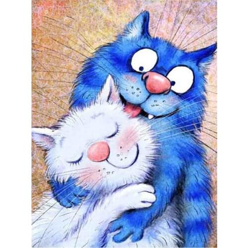 5D DIY Full Round/Square Diamond Painting Cartoons Cat Couple 3D Embroidery Cross Stitch Rhinestone Mosaic Home Decor Art Y1091