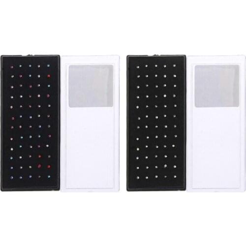 60pcs/set Rhinestone Stainless Steel Multi Nose Stud Body Piercing Jewelry W0YA