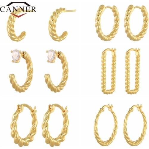 CANNER Retro Niche Simple Hoop Earrings for Women Gold Color Huggies Piercing Round Earings Female Girl Jewelry Pendients Gifts