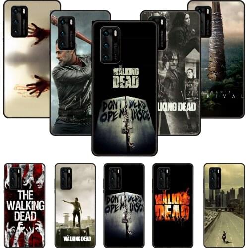 Phone Case For Huawei P20 P30 P40 P Smart Z + P10 Mate 30 10 20 Lite Pro Black Cover Funda 3D Prime Art the walking dead TV