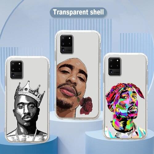 Rapper 2pac singer Phone Case Transparent For Samsung Galaxy Note 4 8 9 10 20 S8 S9 S10 S10E S20 Plus UITRA Ultra transparent 3D