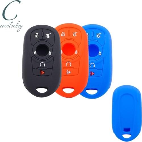 Cocolockey Silicone Car Key Cover Fit for Buick Regal Lacross Enclave Envision 17-19year Smart Key 5Buttons Key Case For Car