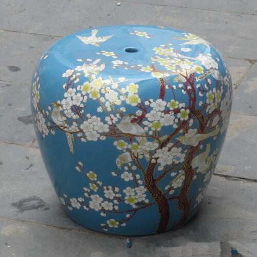 Indoor ceramic Antique drum porcelain garden stool Glazed hand painted round ceramic garden ceramic stool