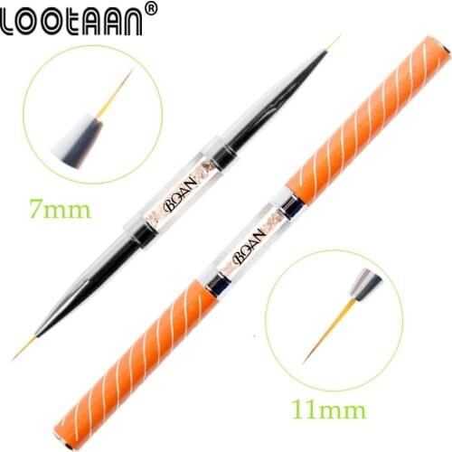 Double End 7/11mm Nail Art Poly Uv Gel Extension Builder Acrylic Liquid Powder Brush Line Stripe Lining Drawing Pen Manicure To