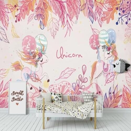 Custom papel de parede infantil, pink unicorn mural for living room bedroom sofa background wall decoration wallpaper