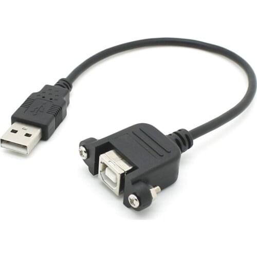 USB to Type B Female USB 2.0 TYPE A Male to B Female ( AM to BF ) Screw Lock Panel Mount Cable for Computer Printer 30cm/0.3m