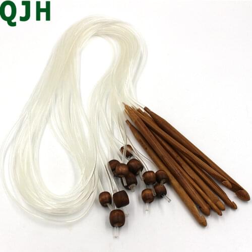 Natural Bamboo Flexible Afghan Tunisian Carpet Crochet Hooks Needles 1.2 m Crochet Hooks Needles Set 12 sizes (3-10mm)