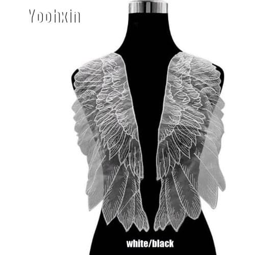 Hot Black white cotton embroidery DIY flower lace collar Fabric Sewing tulle Applique ribbon trim neckline guipure dress decor