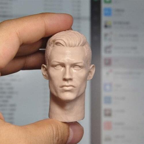 1/6 Scale Sports Star Cristiano Ronaldo Unpainted Head Sculpt Model for 12''Figure Body DIY