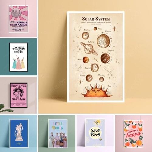 Modular Canvas Pictures Poster Pink Cartoon Happy Flowers Cute Prints Painting Home Decor Wall Art No Framework For Living Room