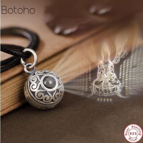Novel Projection Buddha Heart Sutra Pendants Nanolithography Real 100% 990 Silver colour Buddhistic Jewelry for Buddhists