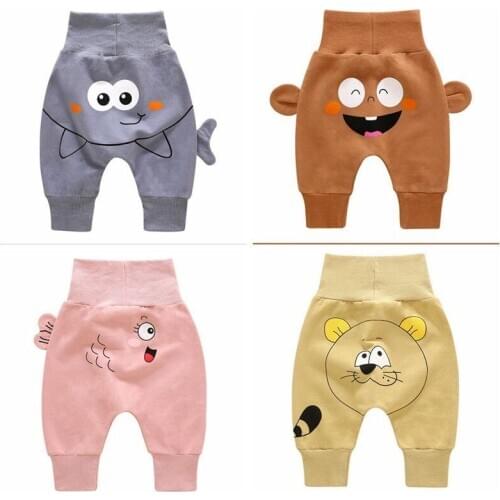New Baby Boy High Waist Pants Infant Newborn Baby Girl Cotton Trousers Kids Harem Pants Enfant Garcon Bottom