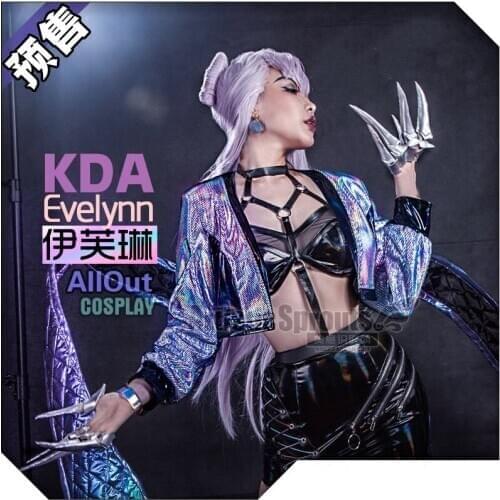 New Arrival Game LOL Evelynn Cosplay Costume KDA AllOut Fashion Uniform Skirt Female Halloween Party Role Play Clothing S-XL