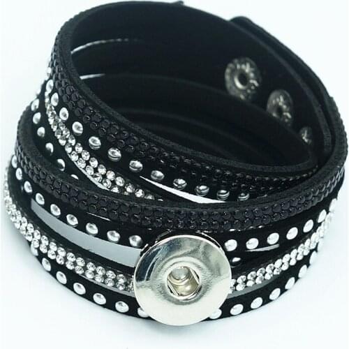 New SE0182 colorful beauty crystal multi-layers velvet snap bracelet 40cm 8colors fit 18mm snap buttons DIY snap jewelry