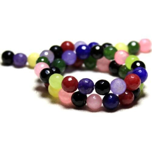 Wholesale 8 mm Faceted Round dye Mix Color Natural White Stone Beads For Jewelry Making DIY Bracelet Necklace Strand 15