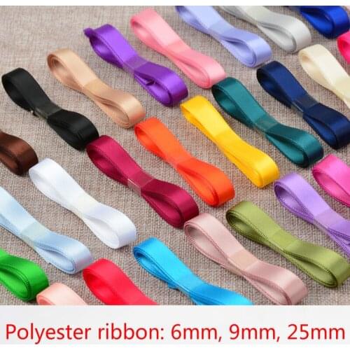 6mm/9mm/25mm Polyester Ribbon Packing Material DIY Bow Clips Craft Decor Wedding Party Decoration 1meter Wrapping Scrapbooking