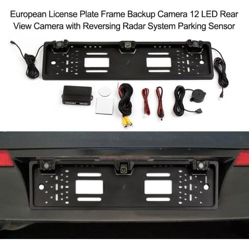 European License Plate Frame Backup Camera 12 LED Rear View Camera with Reversing System Parking Sensor Car Accessories