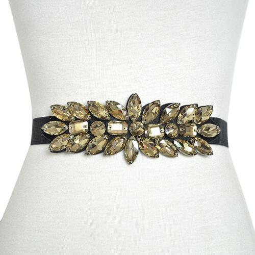 Fashion Women Rhinestone Elastic Wide Belt Wedding Party Interlockings Waistband