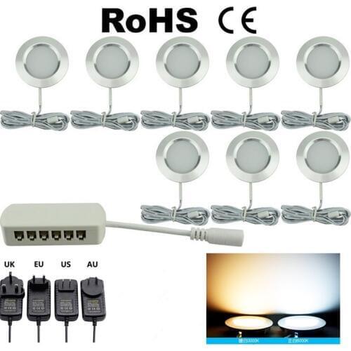 Under Cabinet Light LED 12V 3W Aluminum Cupboard Kitchen Closet Puck Wardrobe Furniture Lamp Counter Showcase Bookshelf Lighting