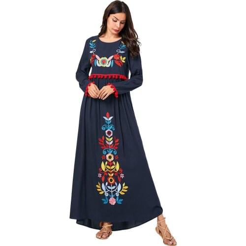 Turkey Arab Muslim Abaya Dress Women Kimono Moroccan Kaftan Elbise Embroidery Maxi Hijab Dresses Islamic Clothing Vestidos 2020