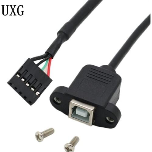 USB 2.0 B Type Female socket Printer Panel Mount to Pitch 2.0mm 5pin Housing PCB Motherboard Dupont Cable 25cm 50cm