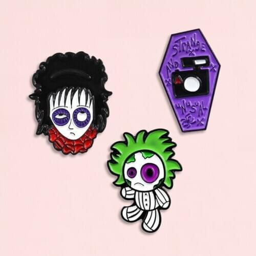 Funny Little Circus Clown Enamel Pin Purple Camera Badge Brooch Denim Shirt Backpack Halloween Jewelry Gift For Friends Children