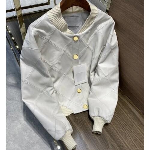 High quality designer sheepskin real leather jackets 2020 women single breasted stand collar short genuine leather coat S307