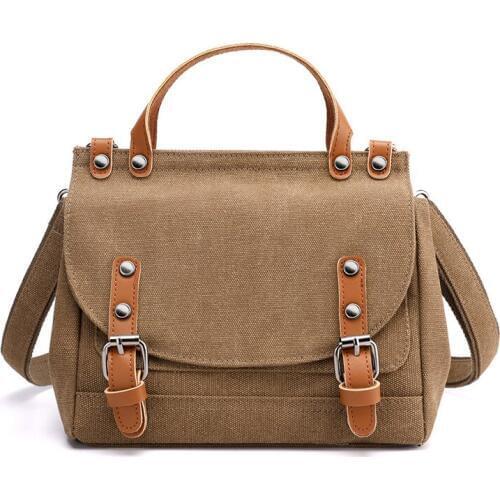 Women Small Crossbody Bags Fashion Canvas Handbag 2020 New Messenger Bag Vintage Solid Shoulder Tote Bag for Female Lady Girl