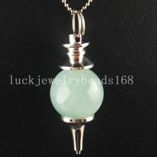 Free Shipping Women Fashion Jewelry Aventurine Pendulums Ball Pendant Necklace With Chain 1pcs C3220
