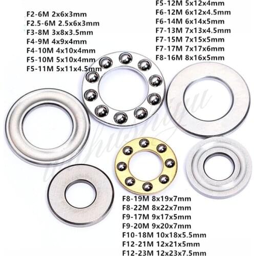 1Pcs F2-6M F3-8M F5-10M F6-12M F8-16M F10-18M F12-21M F12-23M Mini 3-in-1 Plane Axial Ball Bearing Thrust Bearing