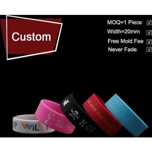 1 Piece Wide Size Personalized Silicone Wristbands Custom Rubber silicone bands for events