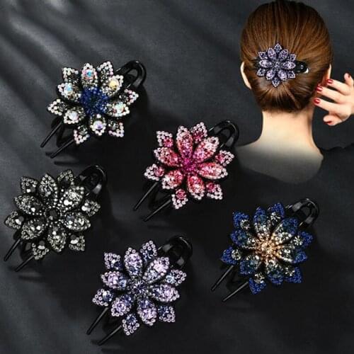 1Pc Female Large Rhinestone Flower Hair Claw Duckbill Clip Headdress Hairpin Hair Clip Plate Hair Clip Fashion Hair Accessories