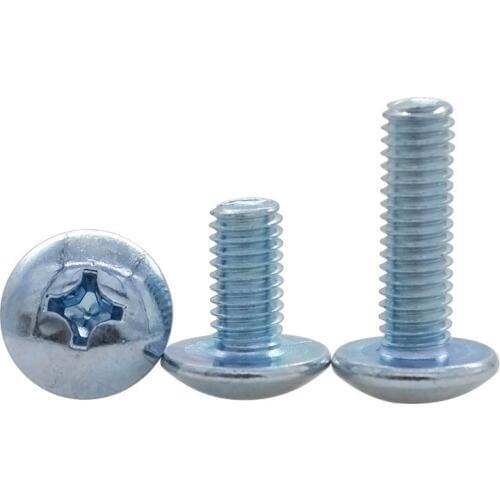 10pcs M6 carbon steel screw cross slot large flat head machine high quality bolt High brightness screws bolts 16mm-45mm length