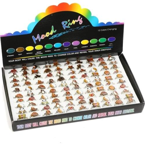 100pcs/set Follow Temperature Change Color Ring Emotion Feeling Mood Rings Set For Women Men Adjustable Finger Ring Jewelry Gift