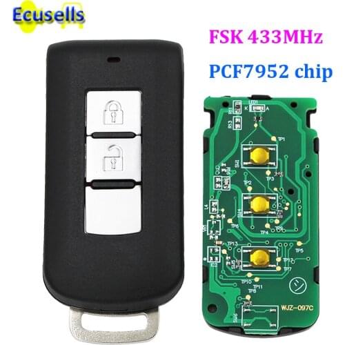 2 buttons keyless remote key fob FSK 433mhz for Mitsubishi ASX Lancer Outlander with ID46 PCF7952 chip with small key G8D-644M