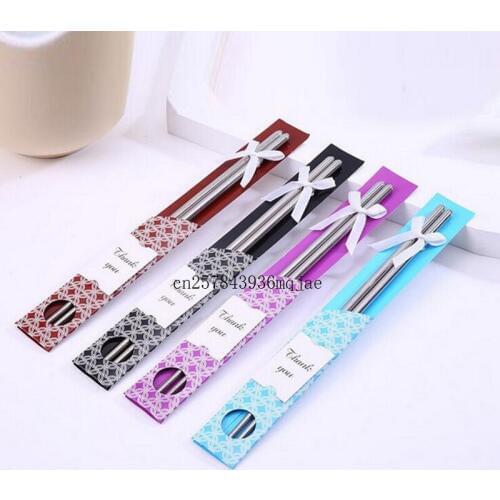 200pairs Stainless Steel Chopsticks Wedding Gifts Party Favors East Meets West Chinese Tableware