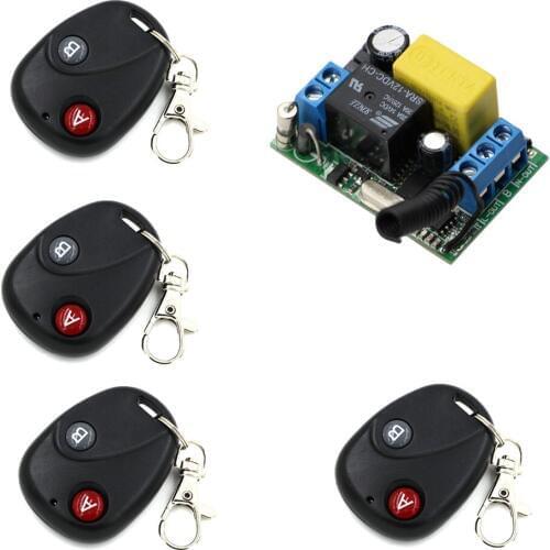 315Mhz 433Mhz Wireless Remote Control Switch RF AC 220 V 1 Channel 1 piece Receiver with 4 piece Transmitters Self-lock Mode