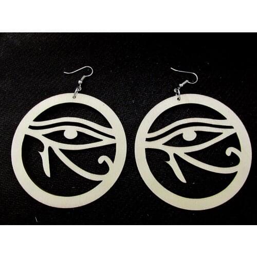 5pairs/lot 3 inch Evil Eye Wood Earrings