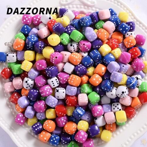 Acrylic Beads Colorful Square Dice Loose Beads for Diy Beaded Handmade Making Jewelry Bracelet Necklace Accessories
