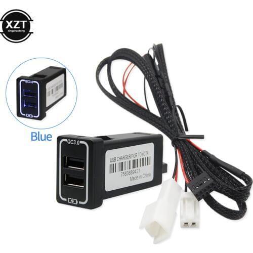 Quick Charge Car Charger Dual QC3.0 USB Interface Socket Fast Car Charger Use for TOYOTA Camry Corolla Yaris RAV4 Reiz Cruiser