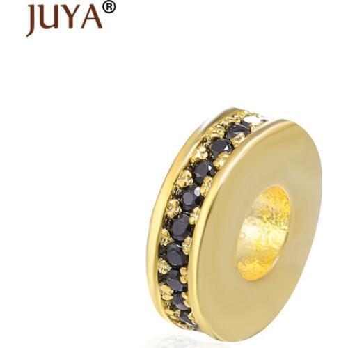 Gold Rose Gold Black Color Copper Micro Pave Black Zircon Spacer Beads For Jewelry Making Handmade Bracelets Accessories