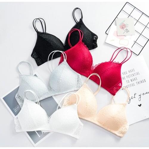 Women Bra Sexy Lace Bralette Floral Wireless Bra Female Comfortable Underwear Soft Solid Color Adjusted-straps Lingerie 2020
