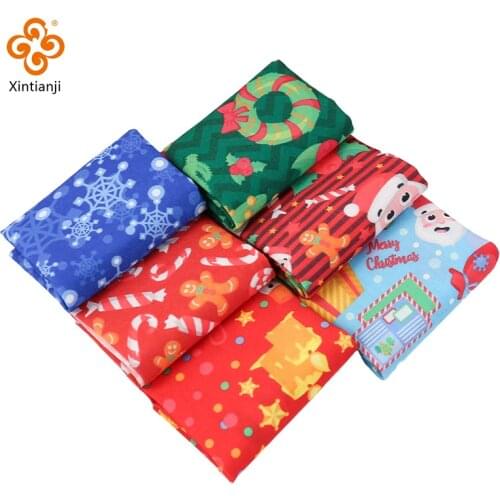 25X25cm 5/6 Pieces/Set Christmas Decoration Cloth DIY Patchwork Seam Quilt Santa Claus Pattern Printed Fabric